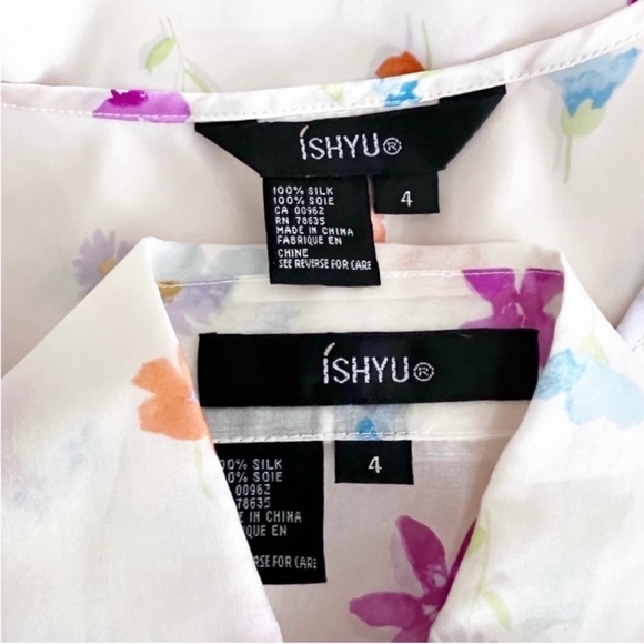 Vintage Artsy 90s Y2K Butterfly Print 100% Silk 2 piece Silk Blouse Set SZ 4 - Picture 13 of 13